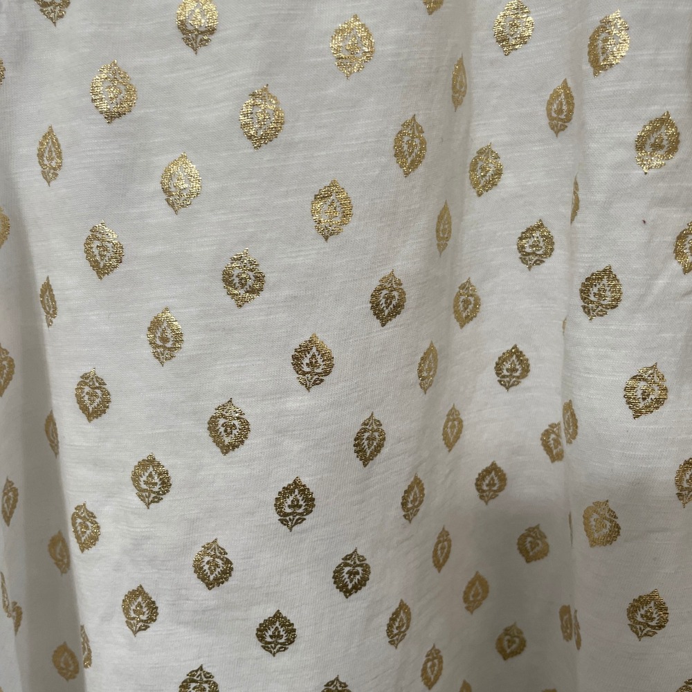 Boden White Gold Metallic Foil Print Tie Back Top Slub US 20-22 NWT - Picture 3 of 7